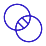 Two overlapping blue circles with internal lines, resembling a Venn diagram.