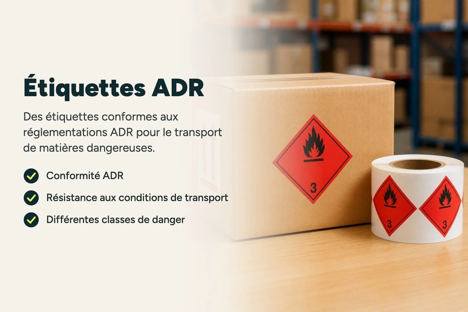 Étiquettes ADR pour le transport de matières dangereuses