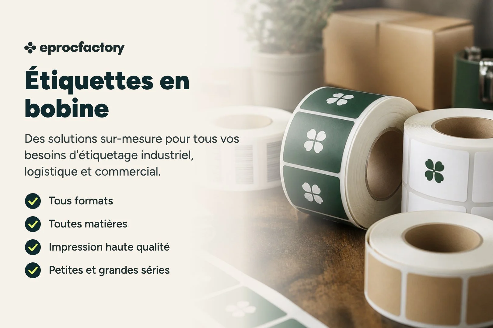 Étiquettes adhésives en bobine personnalisées pour l'industrie et la logistique
