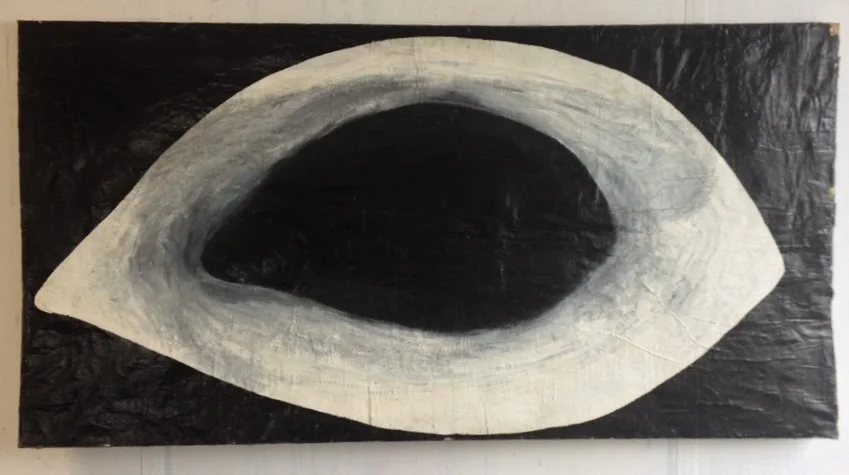 Empty Eye 1986,
Enamel on newspaper,
95 x 180 cm
