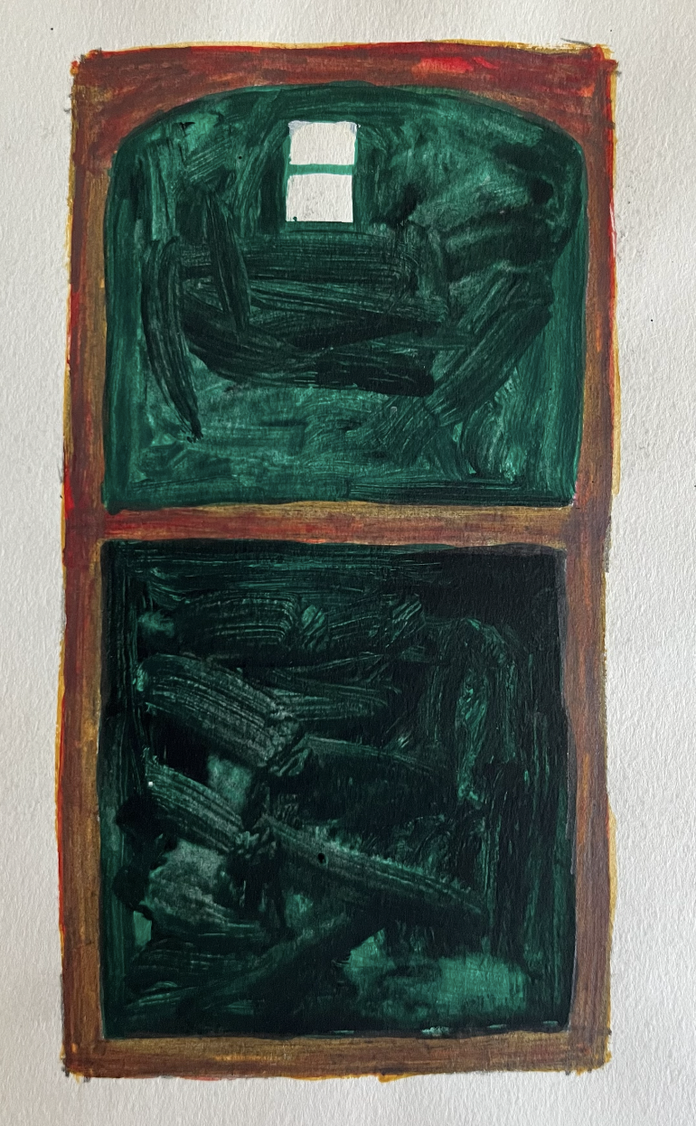 Not here, but there. 1990
Pencil and paint on paper.