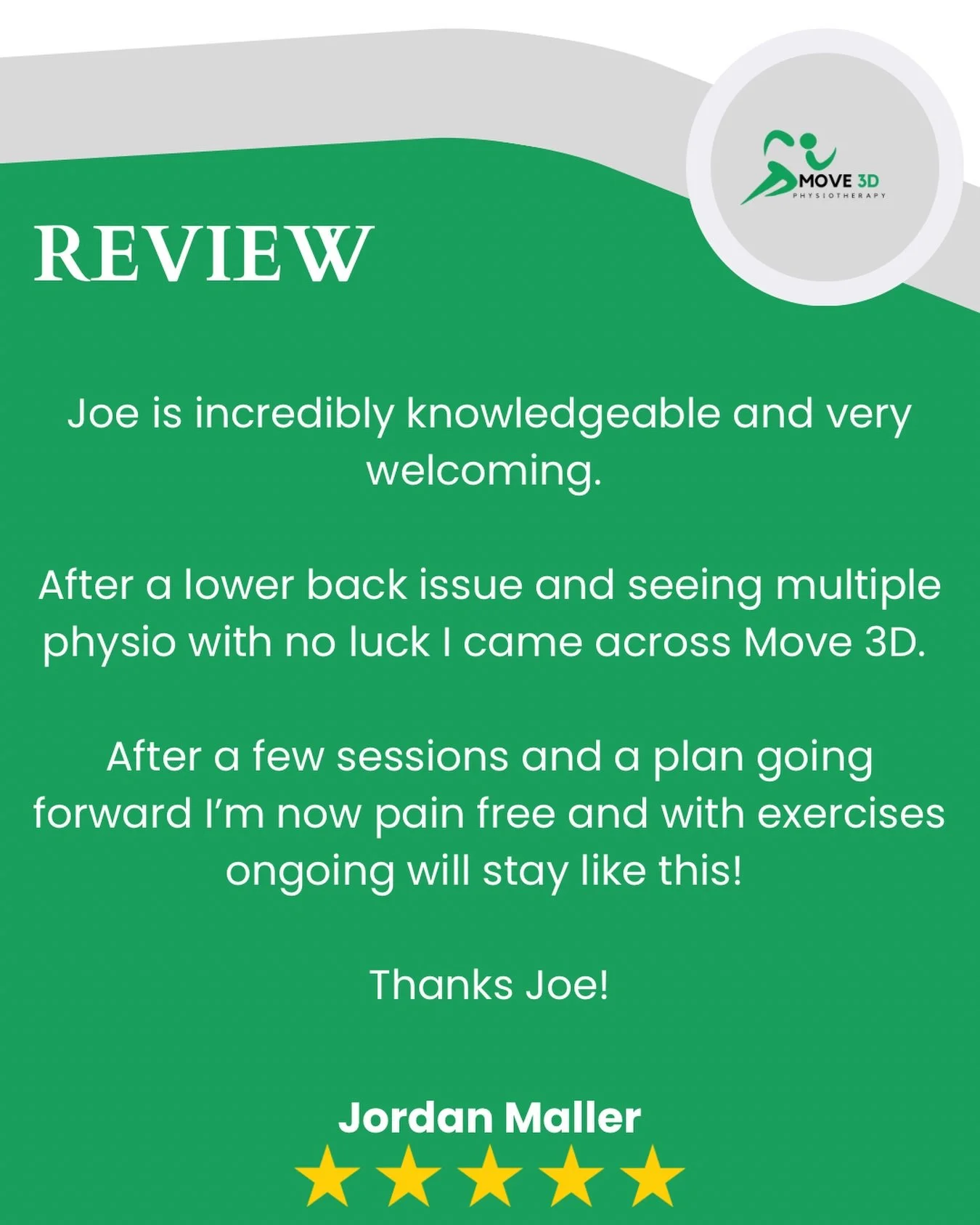 Jordan had on-going hip &amp; back troubles for years&hellip; 

With multiple different physios seen.. and no improvement 🙃 he booked in to Move 3D Physiotherapy! 

Previously, he had a very passive approach to his back pain&hellip; with no emphasis