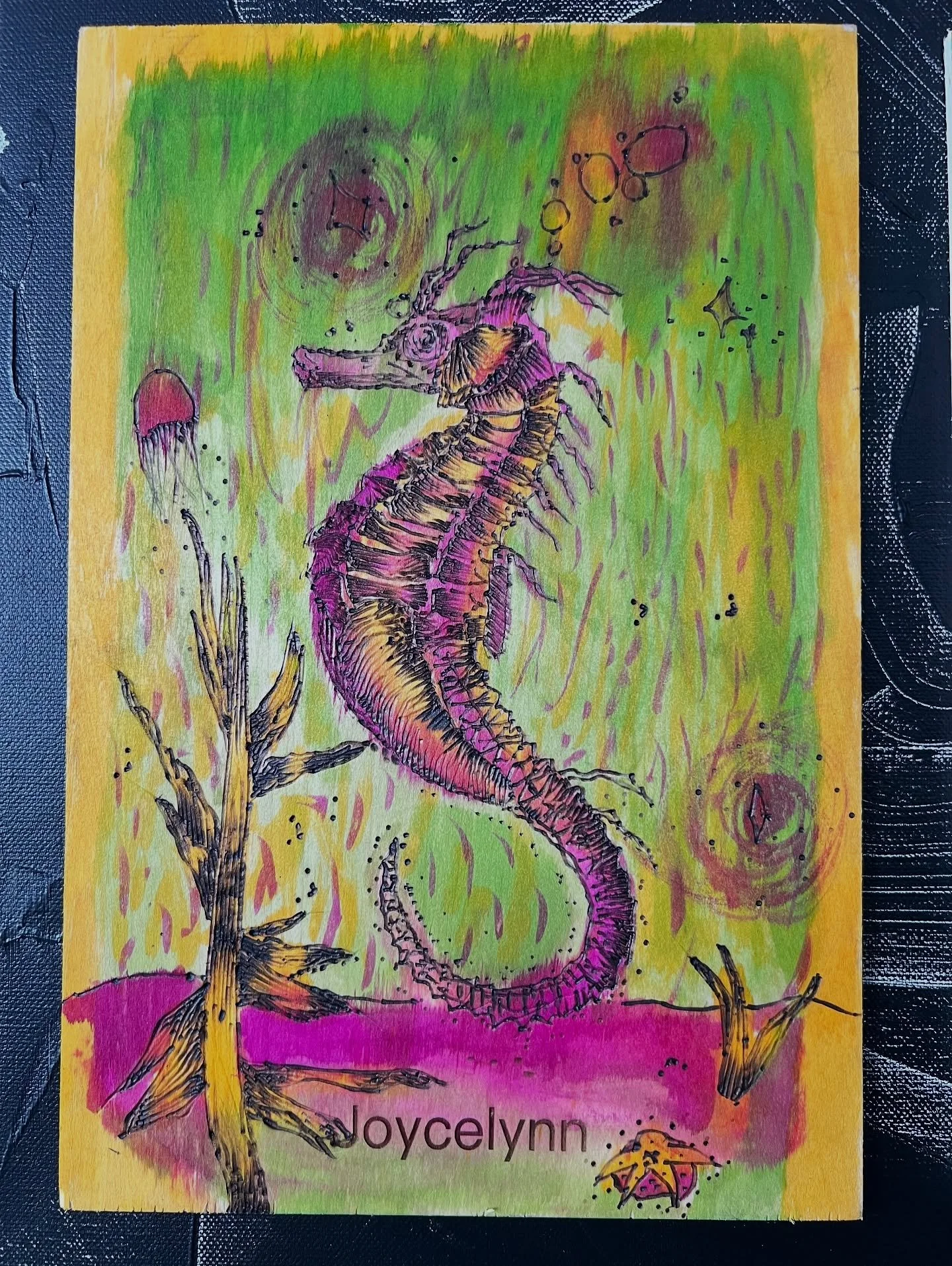 Woodburning with watercolor 
#mindfulart