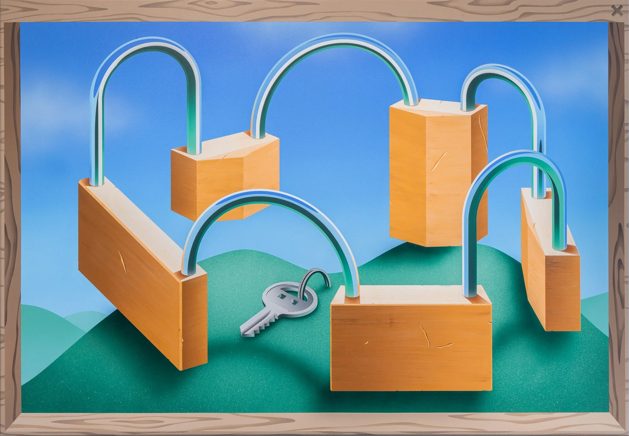 Window View 22 – Deadlocked, 2025. Acrylics on canvas – 180 x 120 cm / 71 x 47 in.