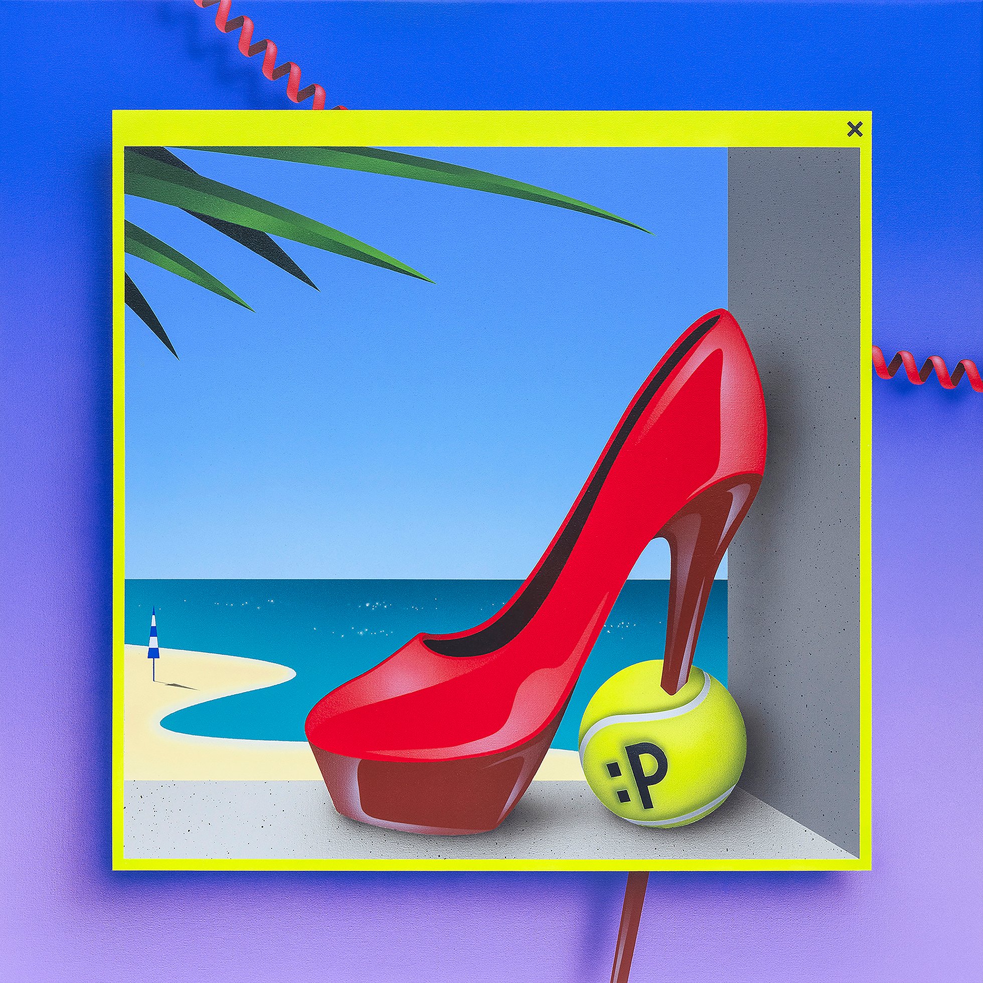 Window View 12 – Yass Queen, 2024. Acrylics and spray paint on canvas – 90 x 90 cm / 35 x 35 in.