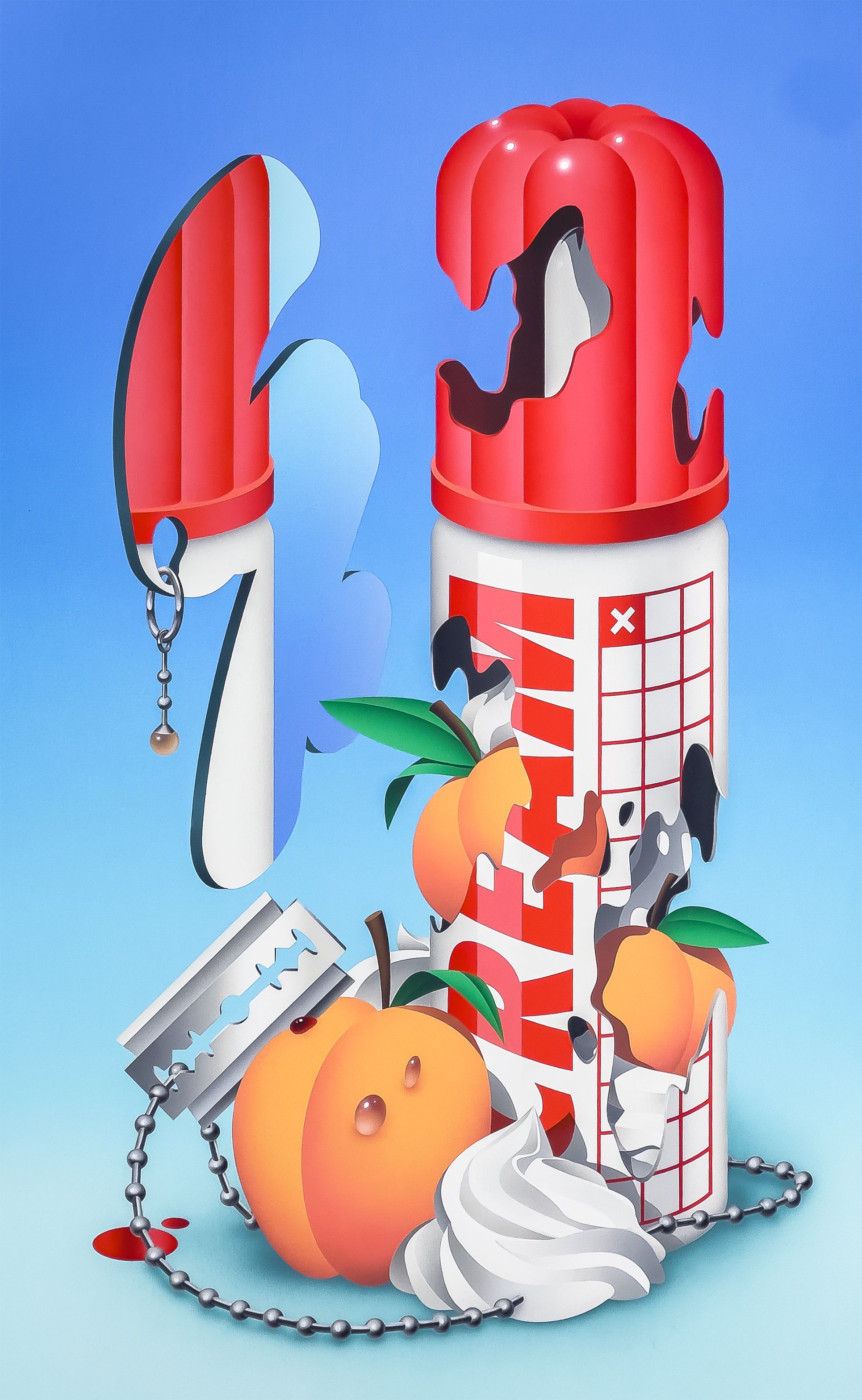 Lost Object 07 – Peaches And Cream, 2024. Acrylics on canvas – 80 x 130 cm / 31 x 51 in.