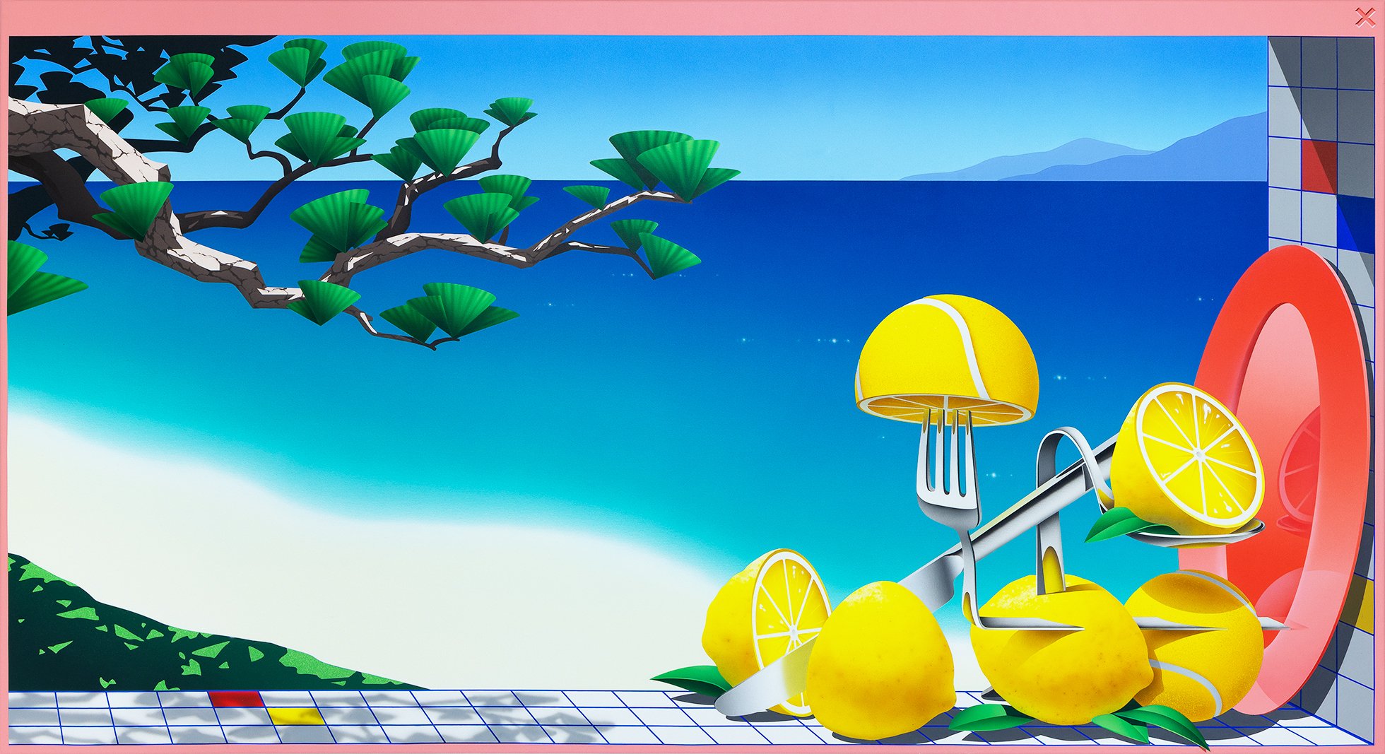 Window View 21 – Sweet 'n' Sour, 2025. Acrylics on canvas – 220 x 120 cm /87 x 47 in.
