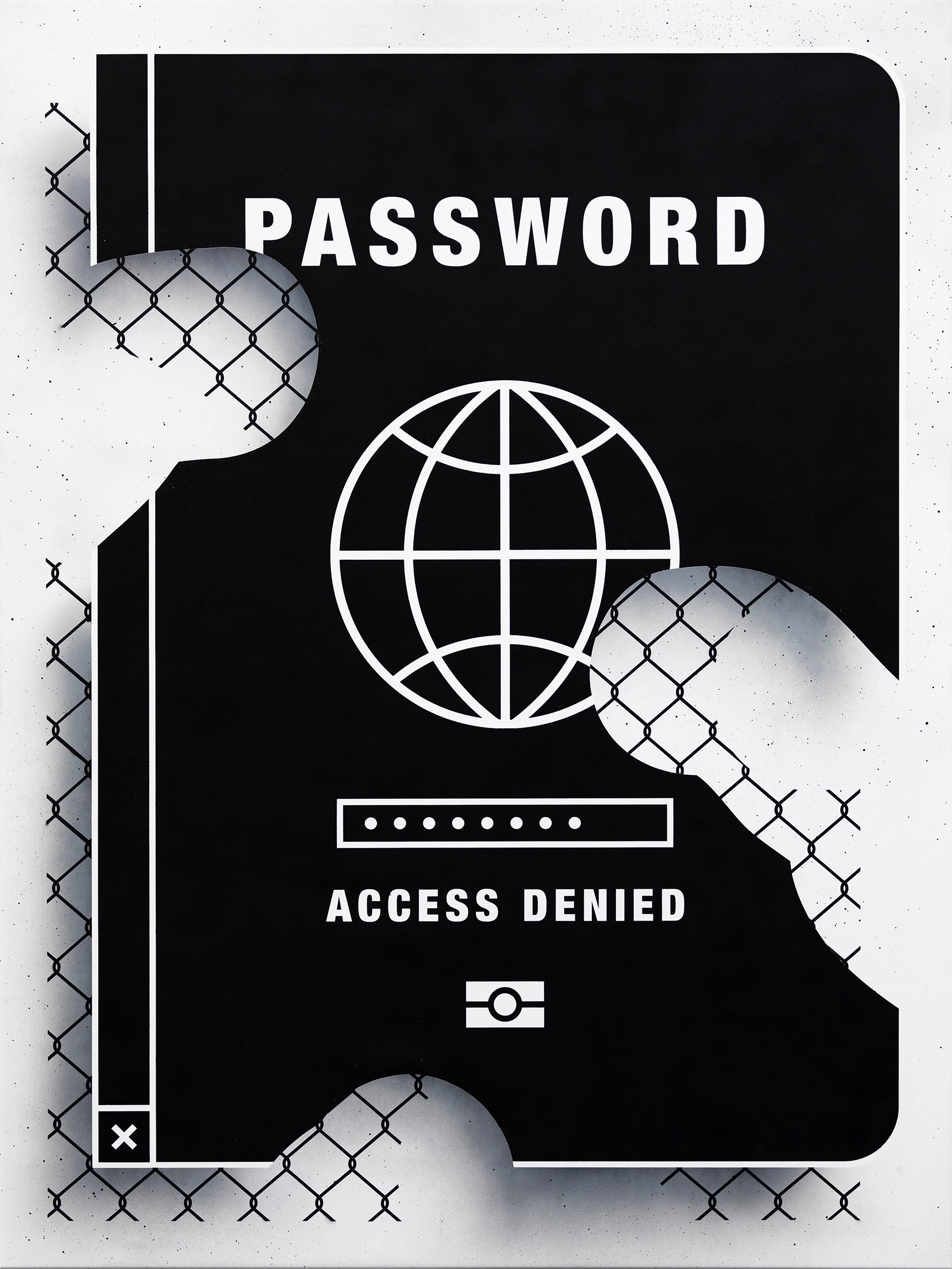 Passport, 2020. Spray paint on canvas – 120 x 160 cm / 47 x 63 in.