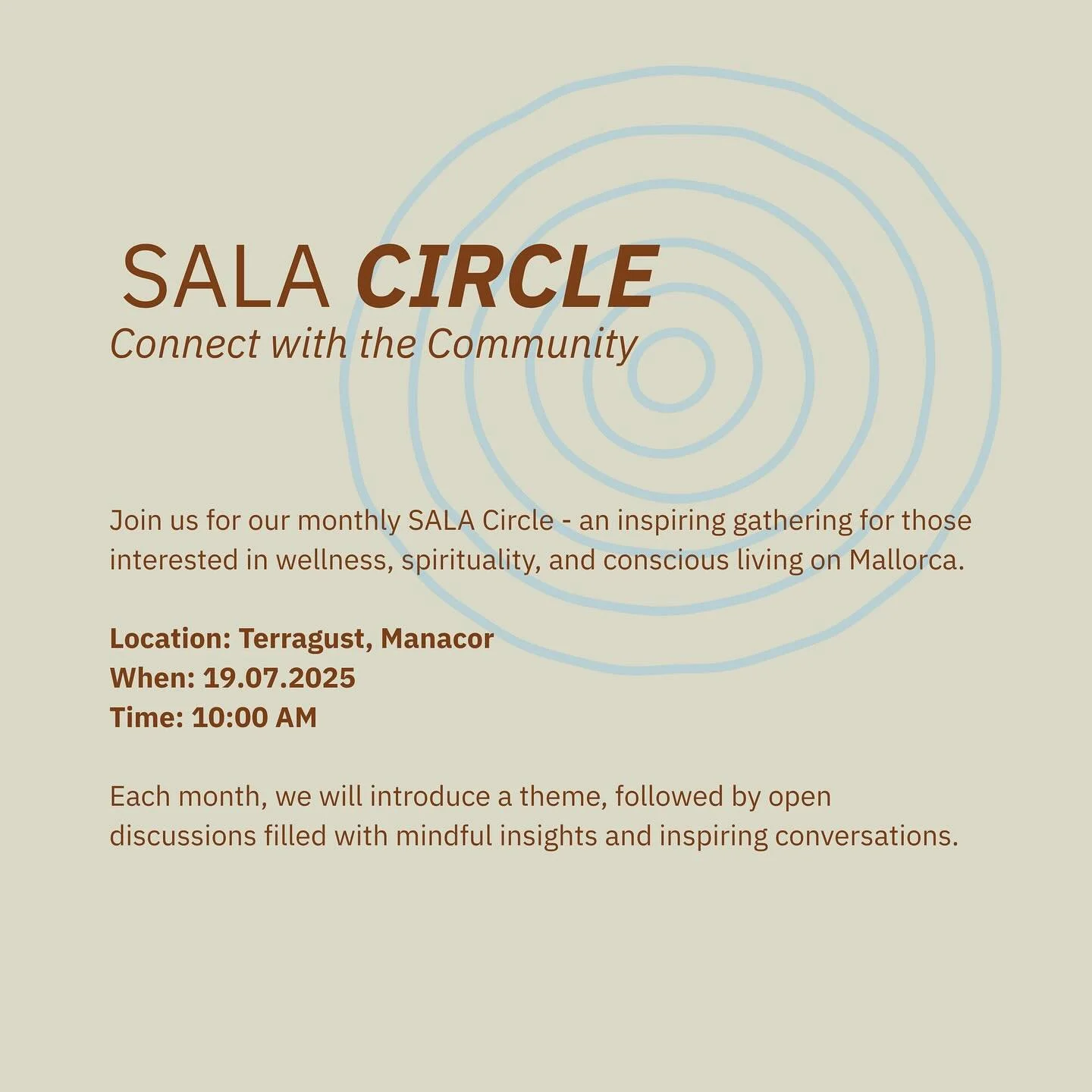 Our second SALA Circle is happening on Saturday, July 19 at 10:00 AM &ndash; and we&rsquo;re so excited to gather again with this beautiful, growing community.

These circles are a space for connection, inspiration, exchange and mutual support &ndash