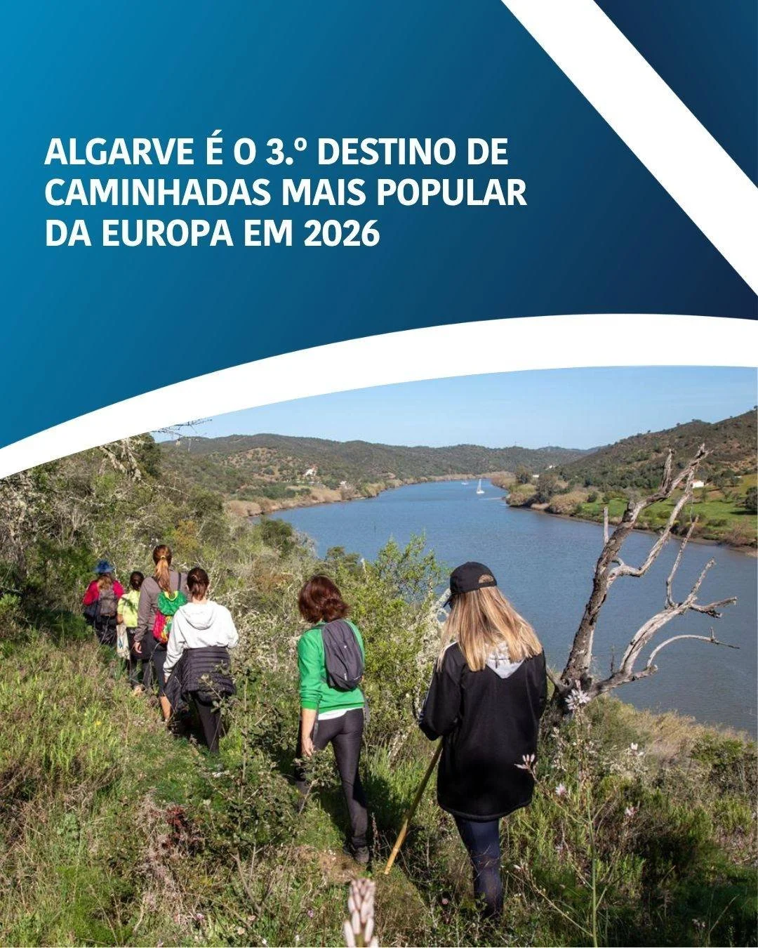 🔵⚪️ Algarve sobe ao p&oacute;dio europeu das caminhadas, sendo eleito 3.&ordm; destino mais popular em 2026 por leitores de revista alem&atilde;.

O Algarve foi distinguido com o 3.&ordm; lugar no pr&eacute;mio &laquo;Most Popular Hiking Regions in 
