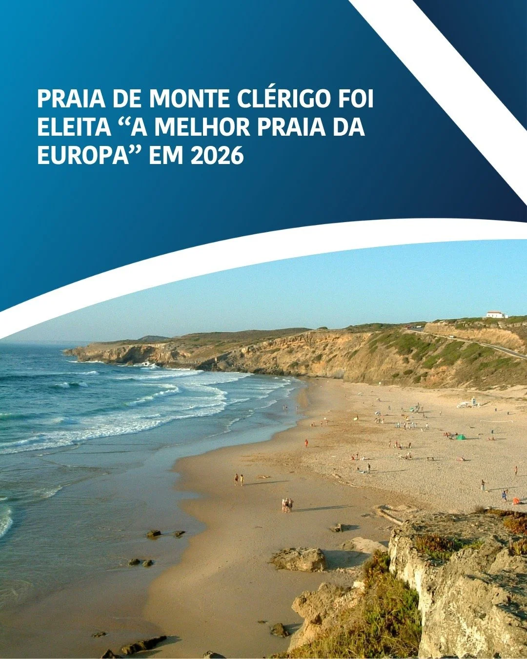 🔵⚪️ Segundo a lista divulgada pela European Best Destinations, que avalia crit&eacute;rios como beleza natural, acessibilidade e ambiente geral dos areais europeus, a praia de Monte Cl&eacute;rigo, no concelho de Aljezur, foi eleita a melhor praia d
