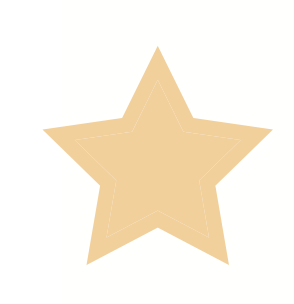 Eine goldene, leere Sterne-Form auf weißem Hintergrund.