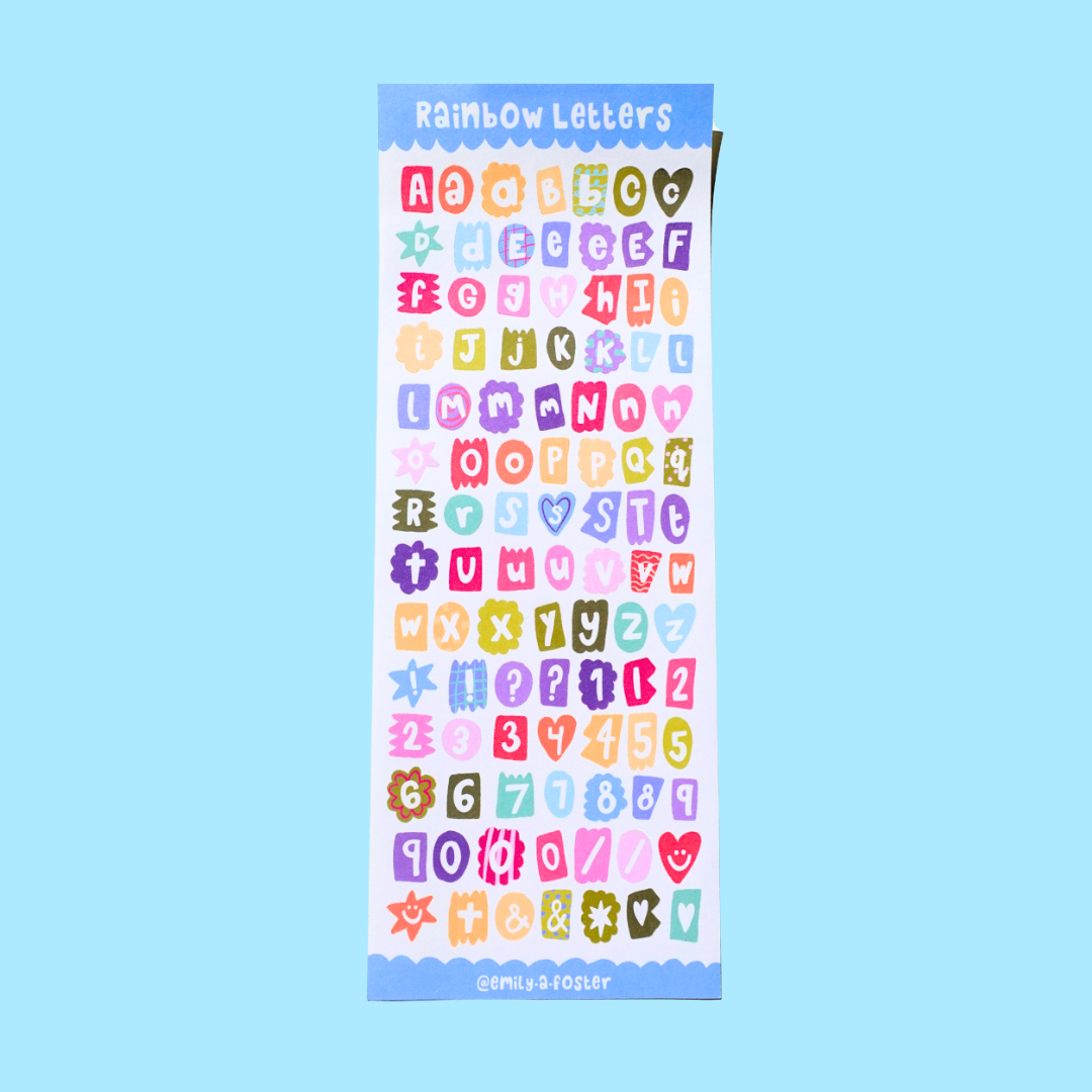Rainbow Letters Journaling Sticker Sheet