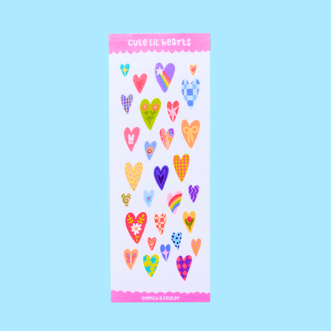 Cute Lil Hearts Journaling Sticker Sheet