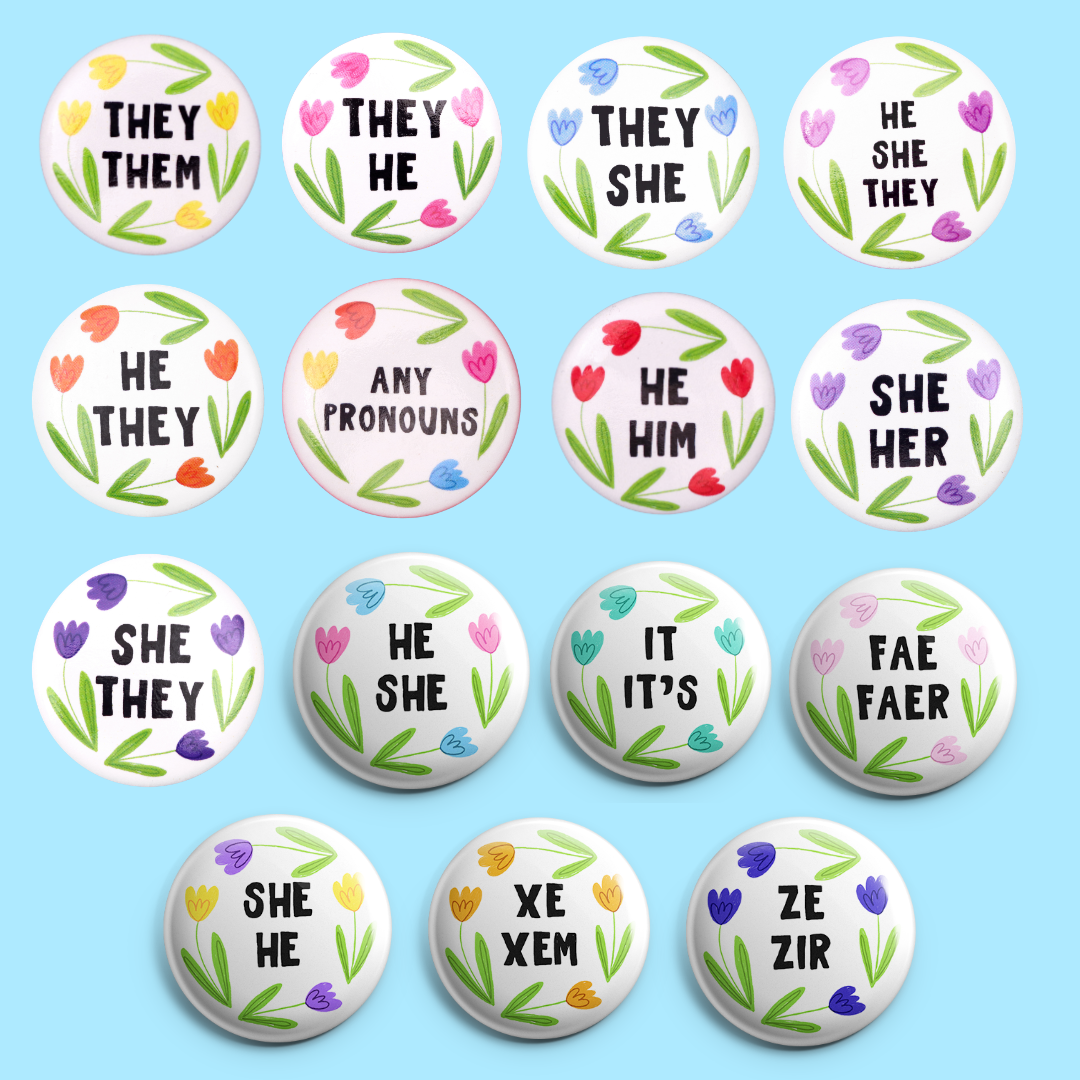 Tulip Pronoun Badge