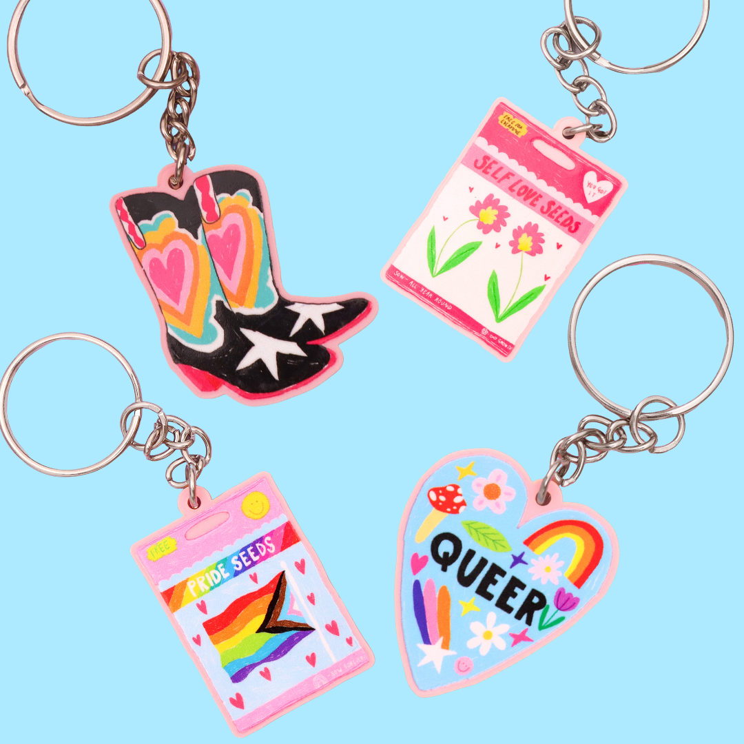 Cute Doodle Acrylic Keychain