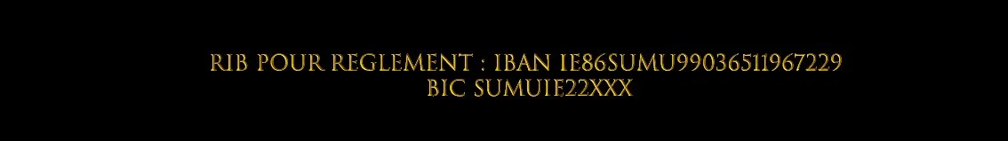 Texte en or sur fond noir indiquant un règlement concernant une rib pour un IBAN.