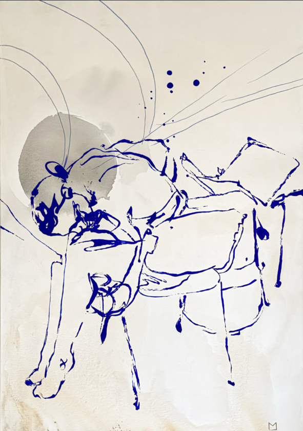 Almost Named, 2025 
100 × 150 cm 
Acrylic and oil pastel on canvas