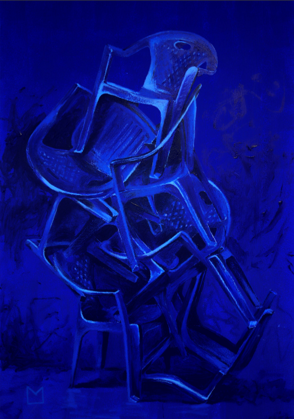 Borrowed Infinity, 2026 
100 × 150 cm 
Acrylic and oil pastel on canvas