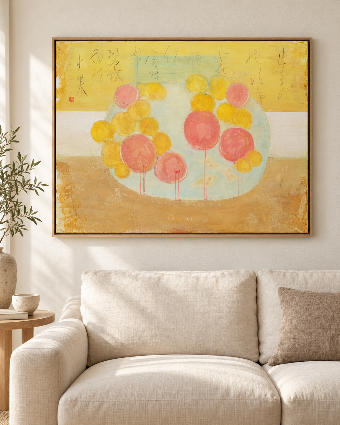 Oak-framed fruits above a linen sofa-1.png