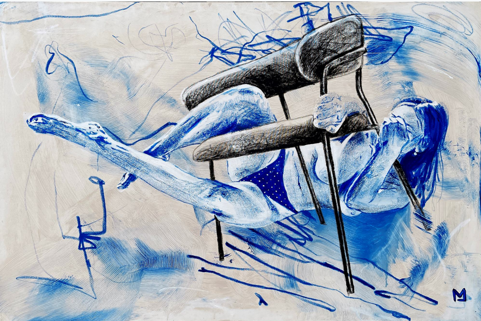 Private Gravity, 2026 
150 × 100 cm 
Acrylic and oil pastel on canvas