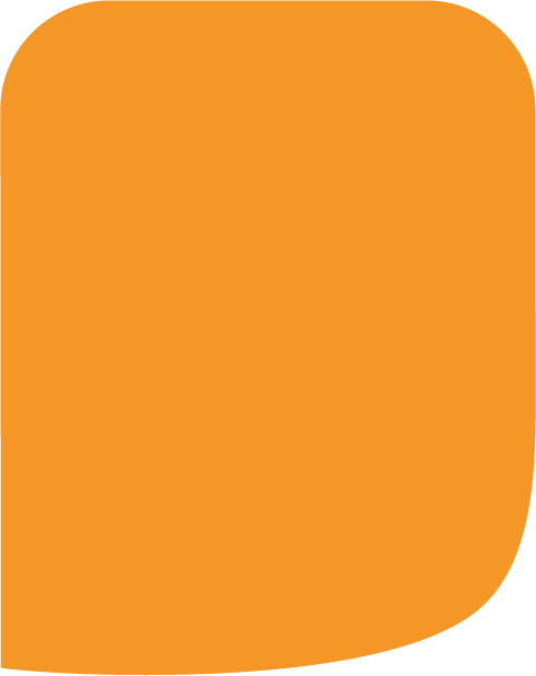 A large orange letter 'D' with a rounded bottom right corner.