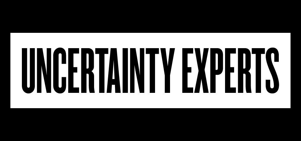 Black-and-white graphic with the words "Uncertainty Experts" in bold uppercase lettering.