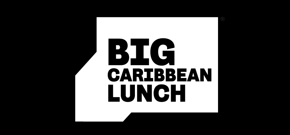 Logo with bold black text reading "Big Caribbean Lunch" on a black background.