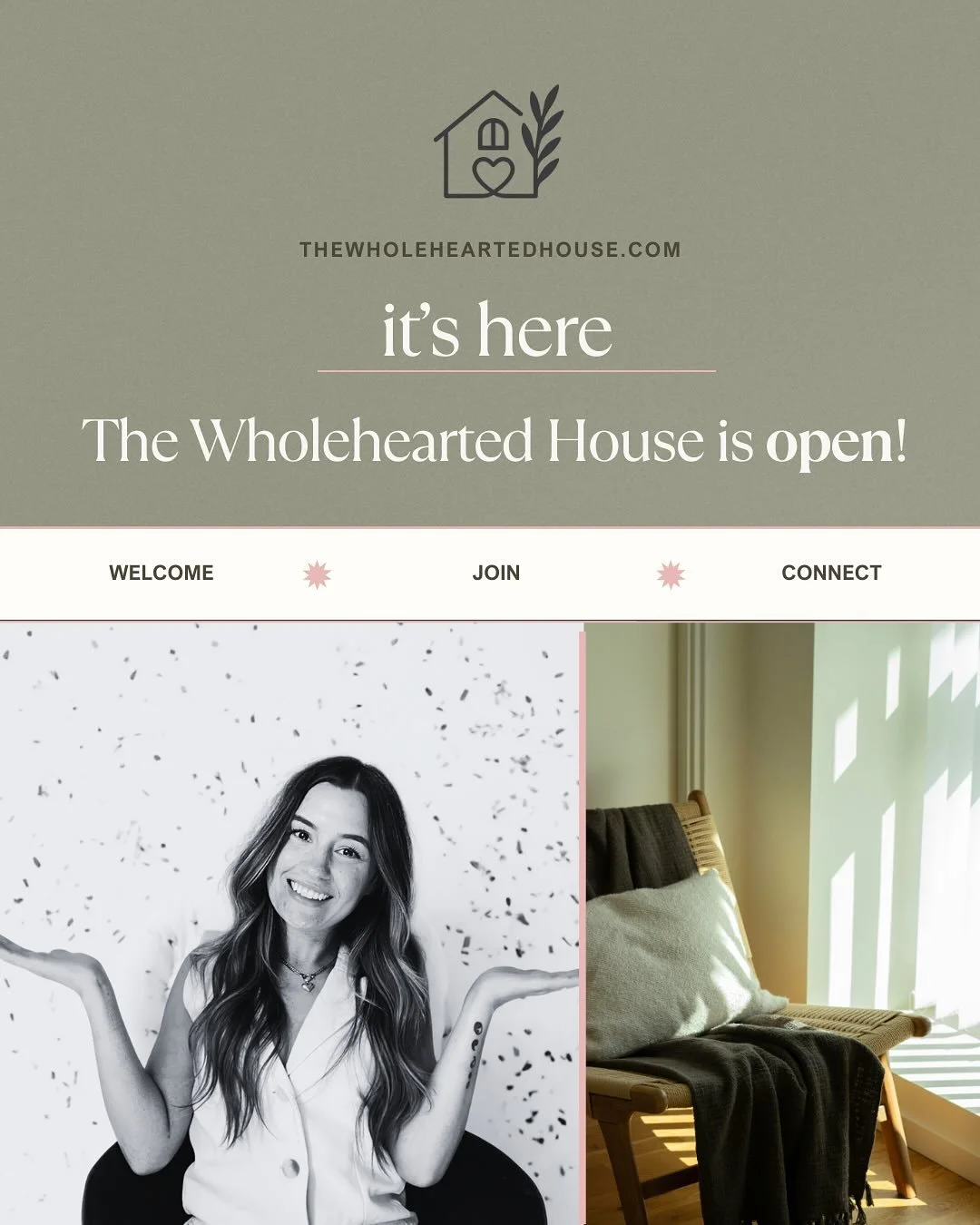 Hi, I&rsquo;m Erica 🤎 and I&rsquo;m so excited to officially launch The Wholehearted House!
For as long as I can remember, I&rsquo;ve had a love for creating spaces that feel calm, cozy, and intentional. After years of helping friends and family bri