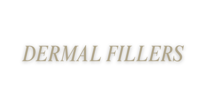 Text that says 'DERMAL FILLERS' on a dark background.