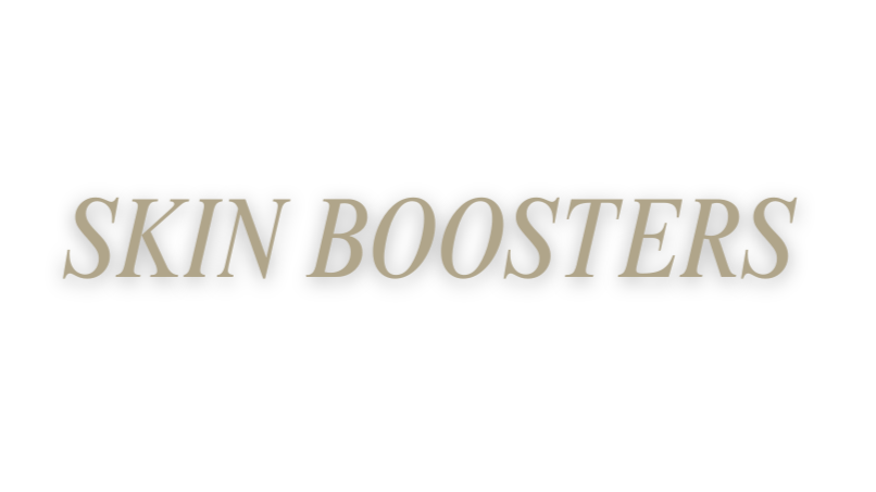 Text that reads 'SKIN BOOSTERS' on a black background.
