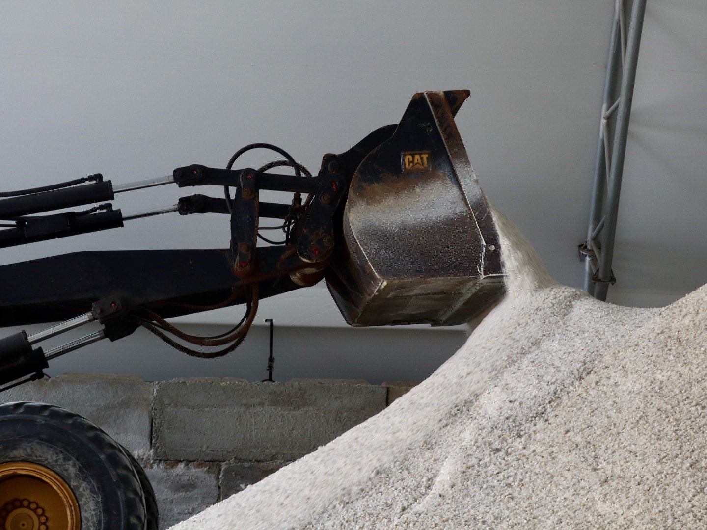 salt being moved with loader