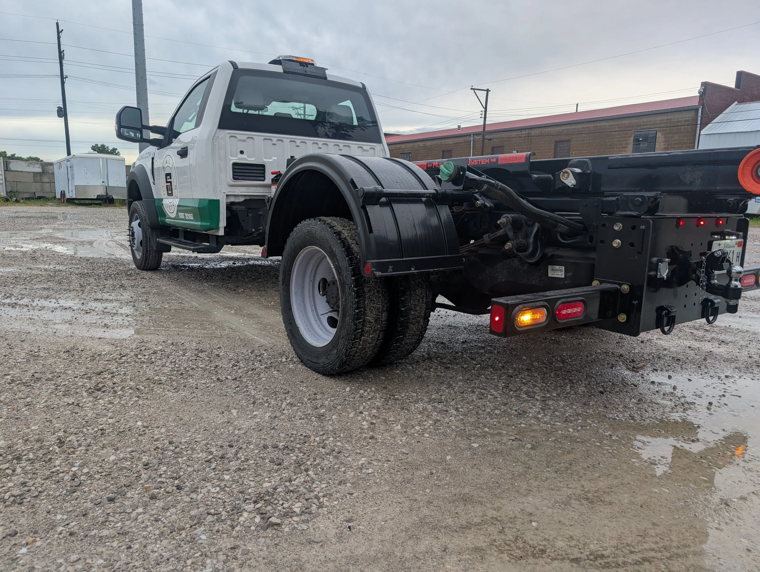 bare cab and chassis truck ready for cable hoist bed