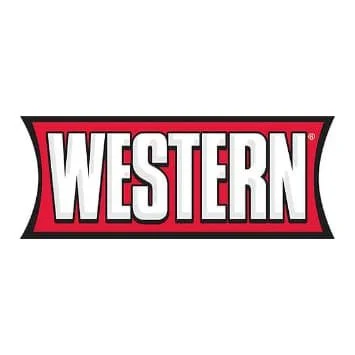 Western logo with bold white text on a red and black background.