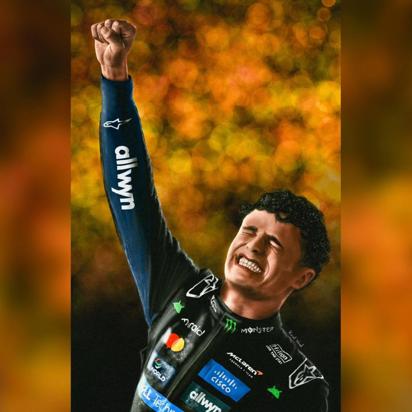 World Champion, Lando Norris! It just looks right when written down. Huge congratulations to Lando, Oscar Piastri and the whole McLaren team for an incredible 2025 campaign.
.
.
#mclaren #landonorris #art #digitalart #worldchampion  @mclaren @lando