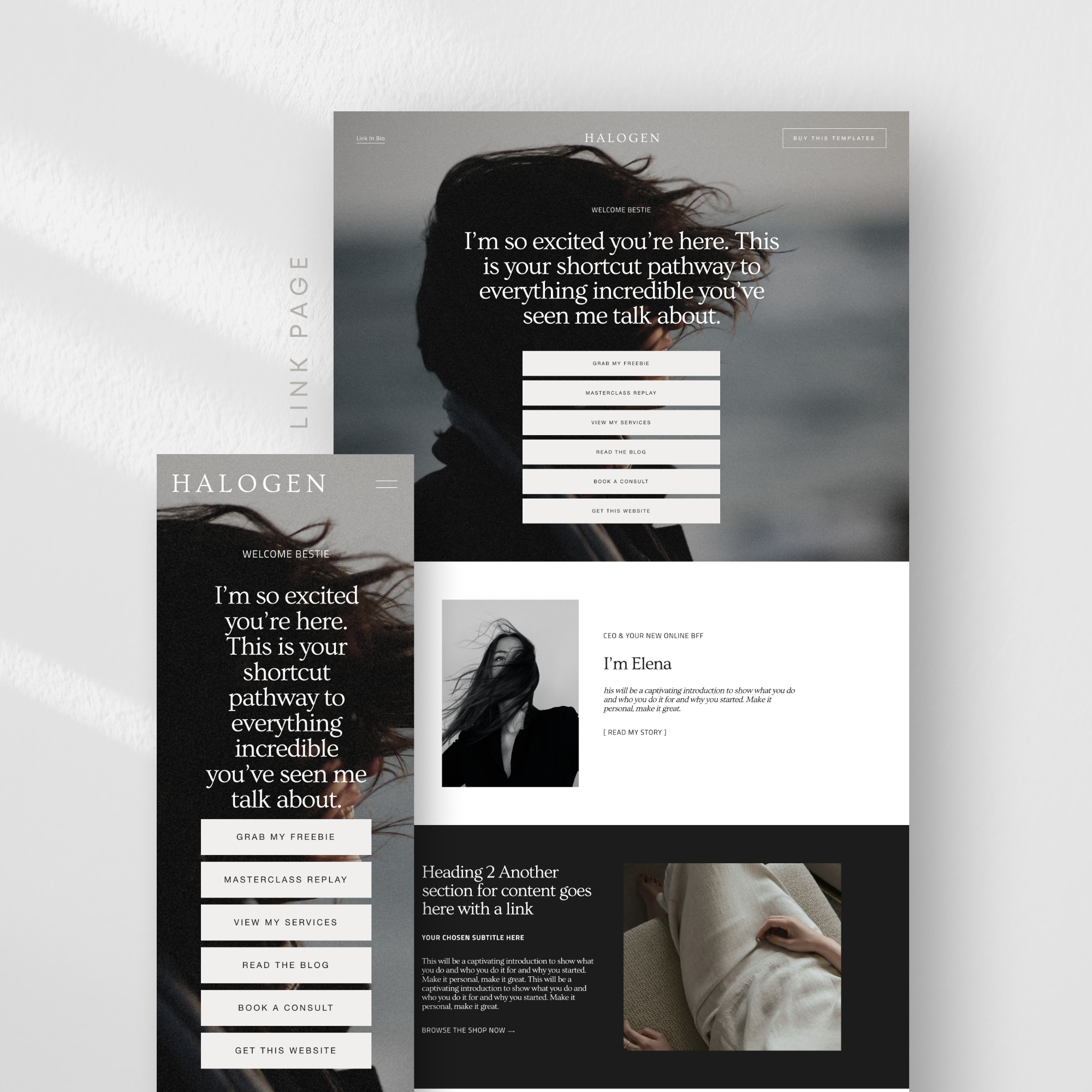 Halogen Link In Bio Template | Squarespace