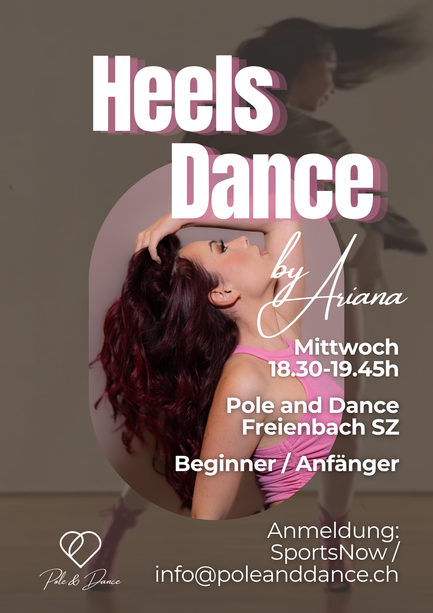 A Heels Dance Instructor strikes a beautiful pose while teaching Heels Dance Classes in Freienbach in Canton Schwyz.