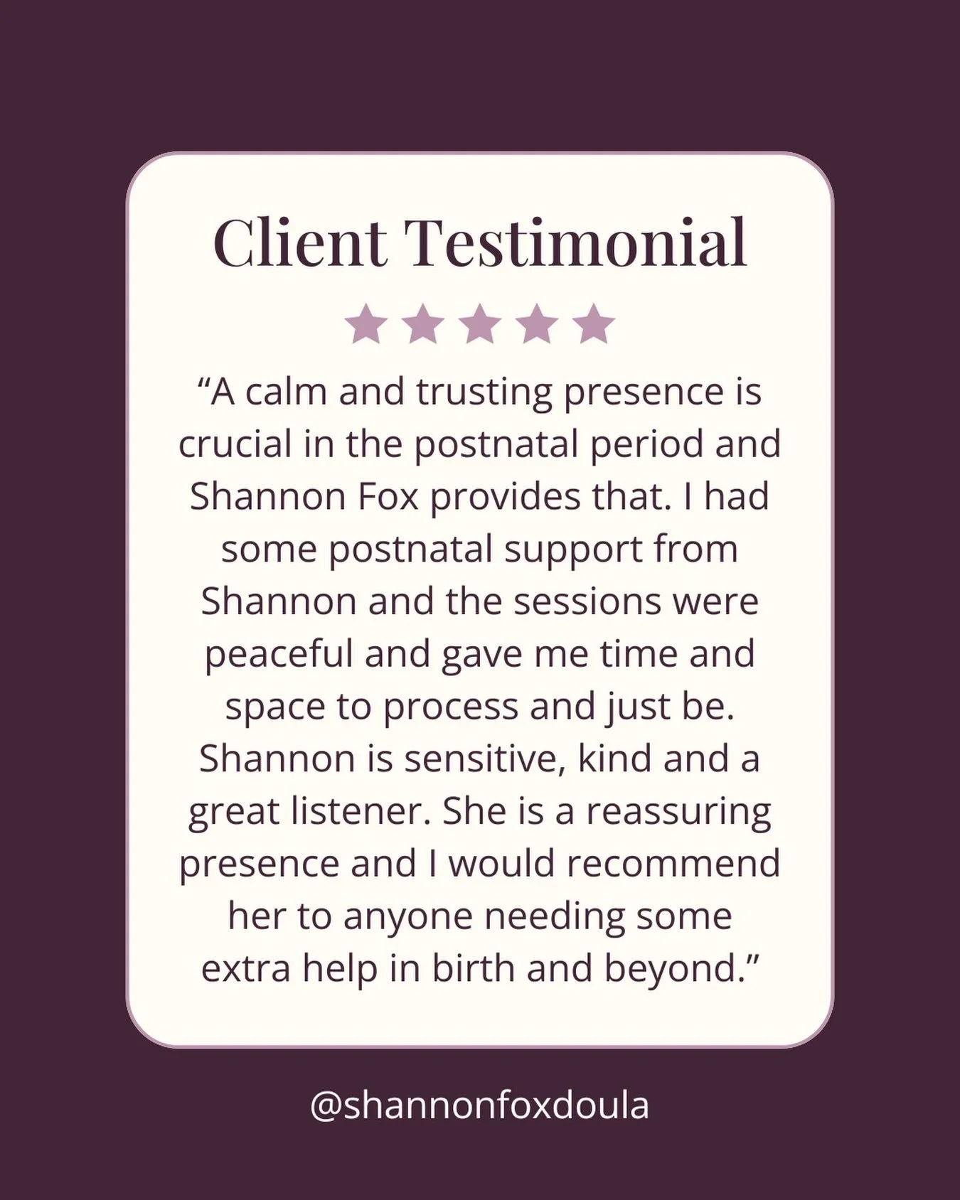 I&rsquo;m so pleased to share this testimonial from a lovely postnatal client.

If you&rsquo;d like your postpartum to feel peaceful and spacious, with gentle reassurance along the way, drop me a DM to find out how I can support you. 💜

#ringwooddou