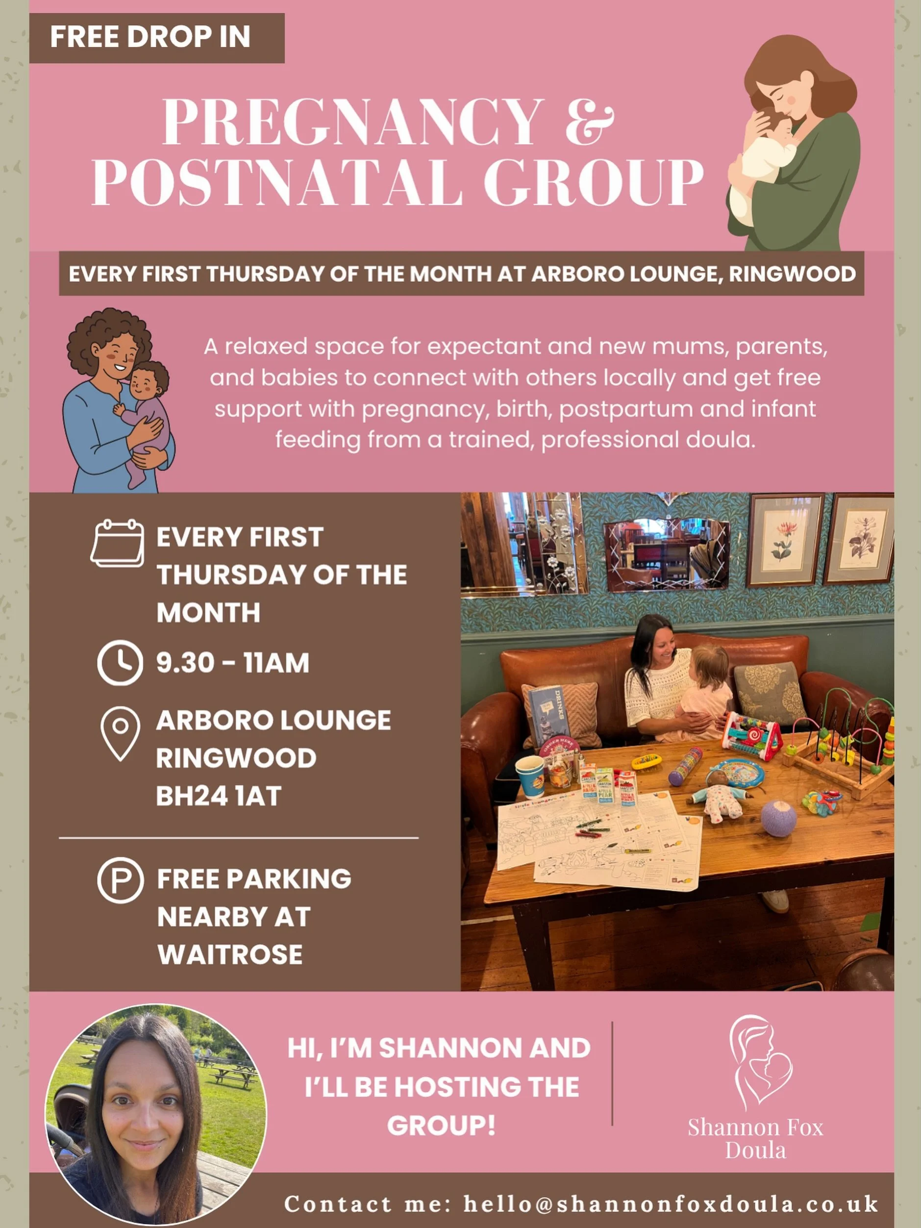 I&rsquo;m hosting my free pregnancy &amp; postnatal drop-in group again on Thursday 11th June 9:30-11am at @arborolounge 

Come along for free support with pregnancy, birth, postpartum and infant feeding, or just to enjoy a coffee with like-minded pa
