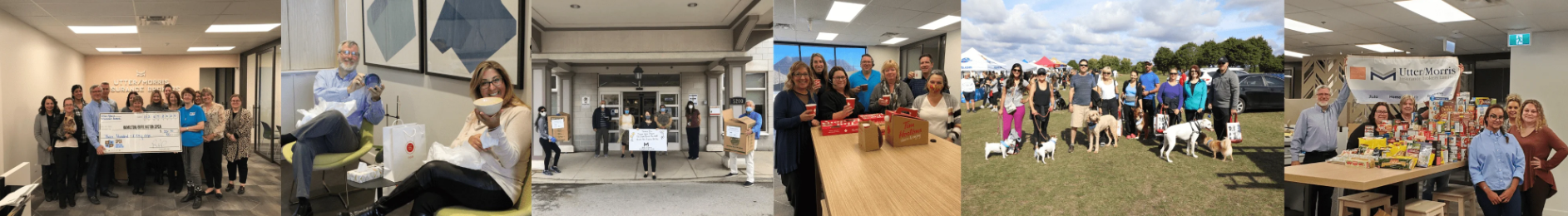 Banner of images of the utter morris team participating in various community events