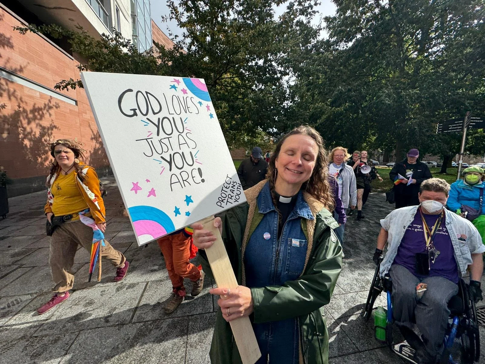 Signs: "God loves you just as you are!"