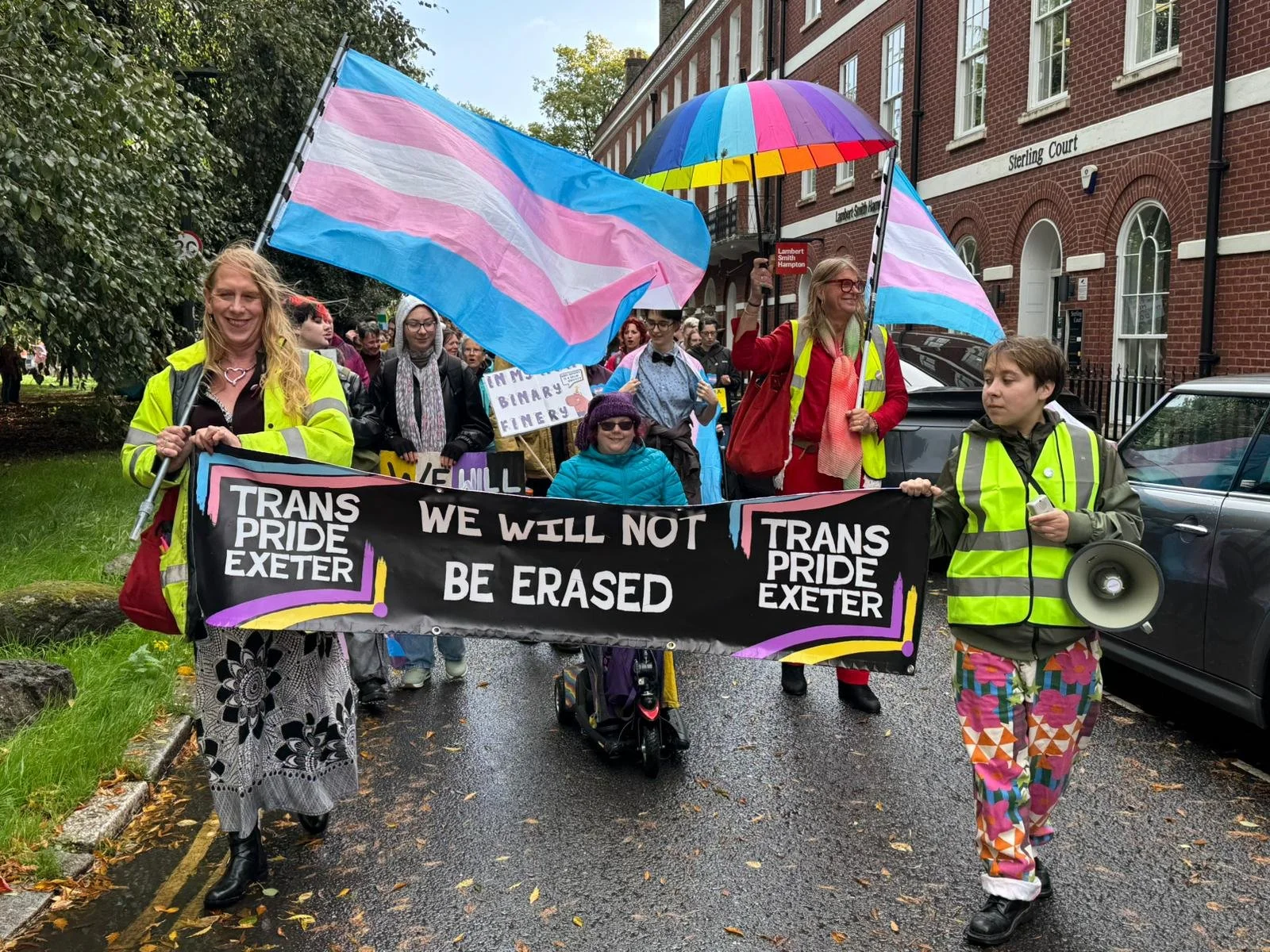 The Trans Pride Exeter march starting on Dix's field, outside The  Laurels