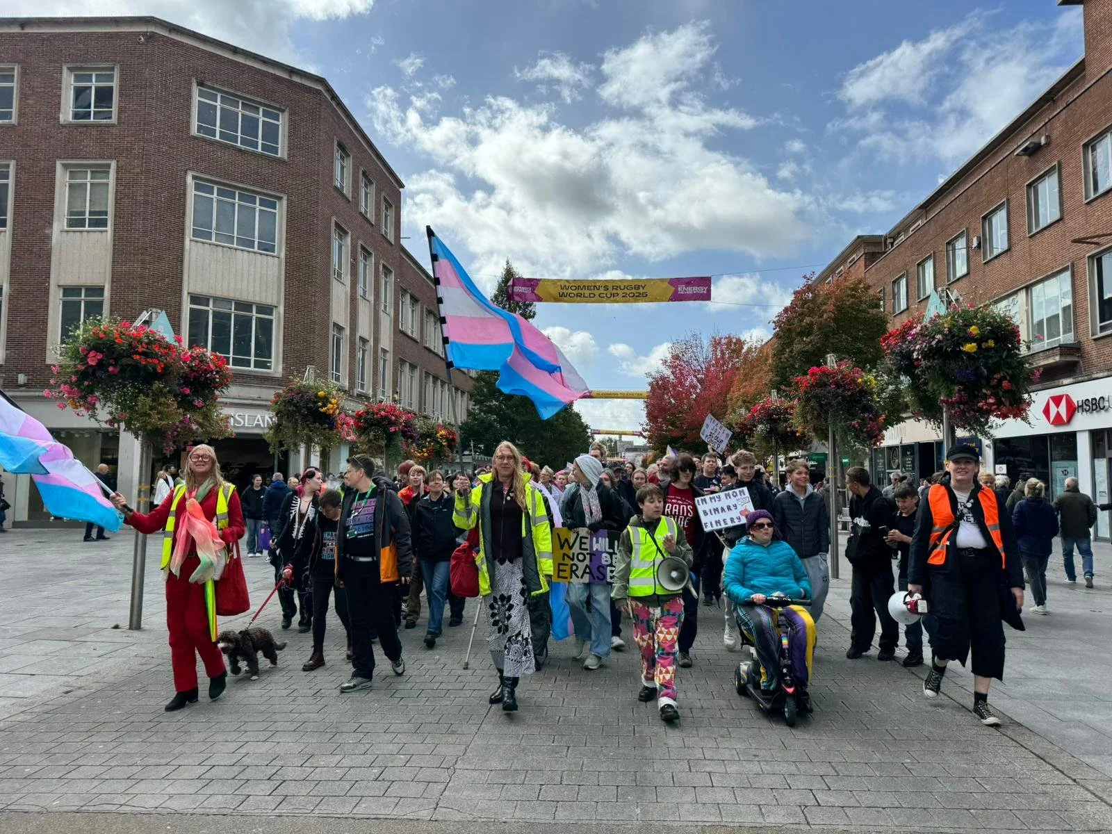 The head of the march on the High Street