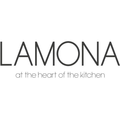Logo for Lamona with the tagline 'at the heart of the kitchen' in black text on a white background.