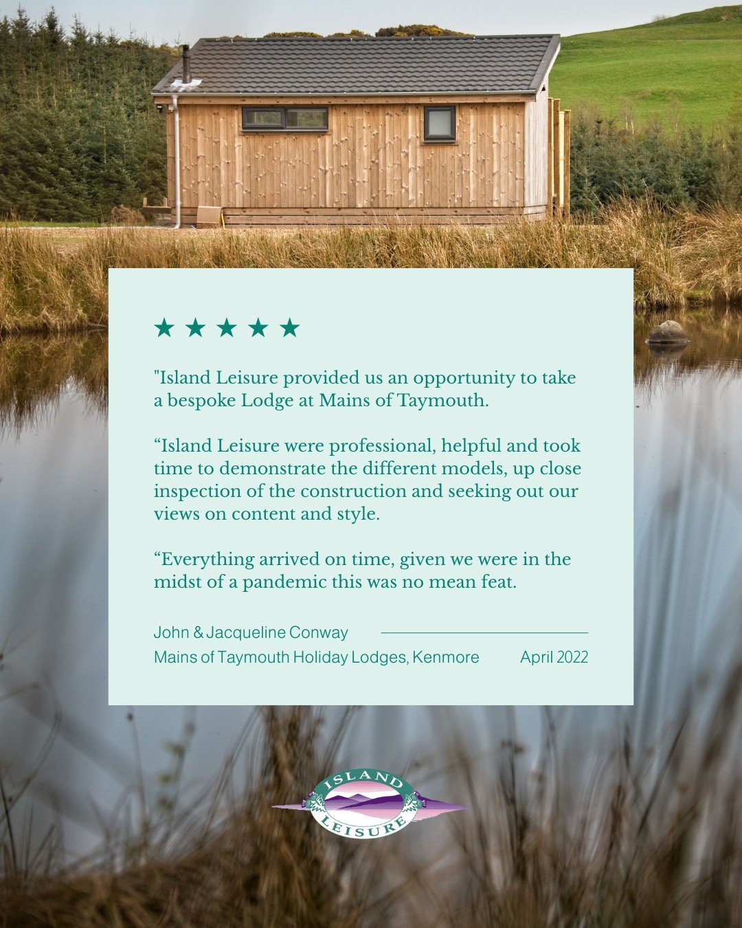 A lodge designed with care, built to the highest standard, and delivered with professionalism. Thank you to John &amp; Jacqueline for sharing their experience of working with Island Leisure ⭐