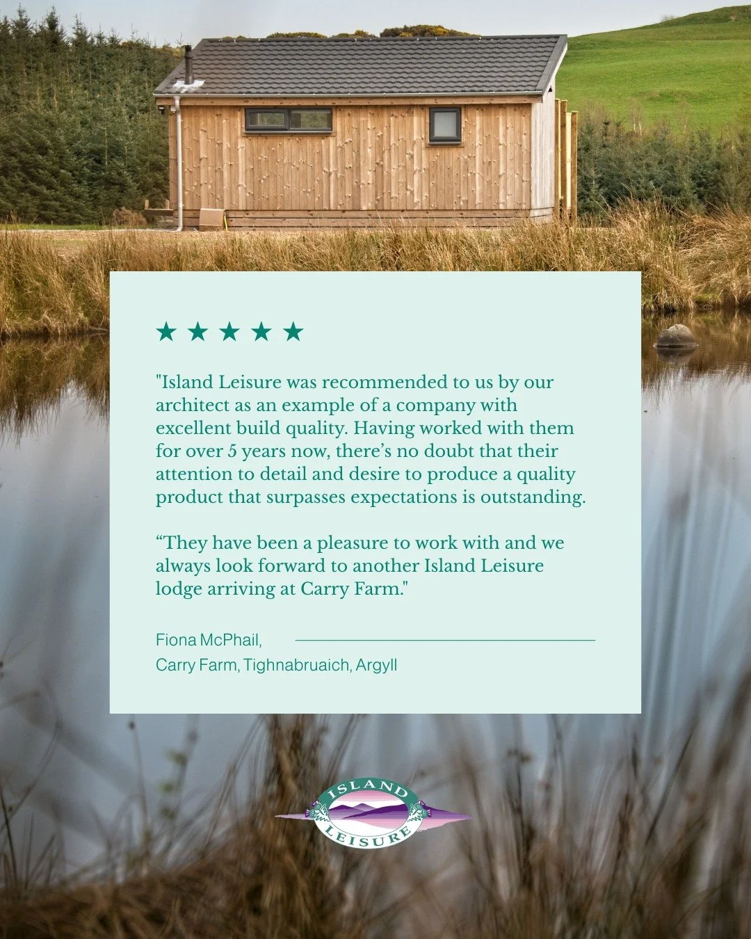 Recommended for quality, trusted for results ⭐ Thank you to Fiona for sharing her experience of working with Island Leisure Lodges. We&rsquo;re proud to be part of Carry Farm 🤝