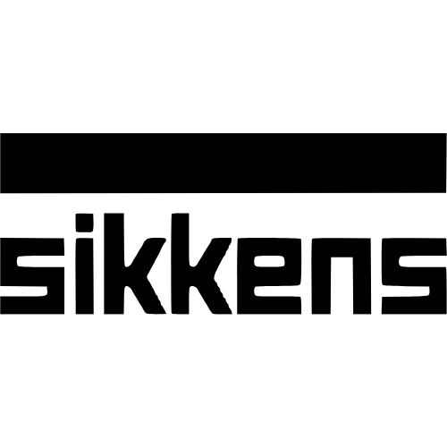 The logo features a black horizontal bar with the word 'sikkens' in bold, lowercase black letters beneath it on a white background.