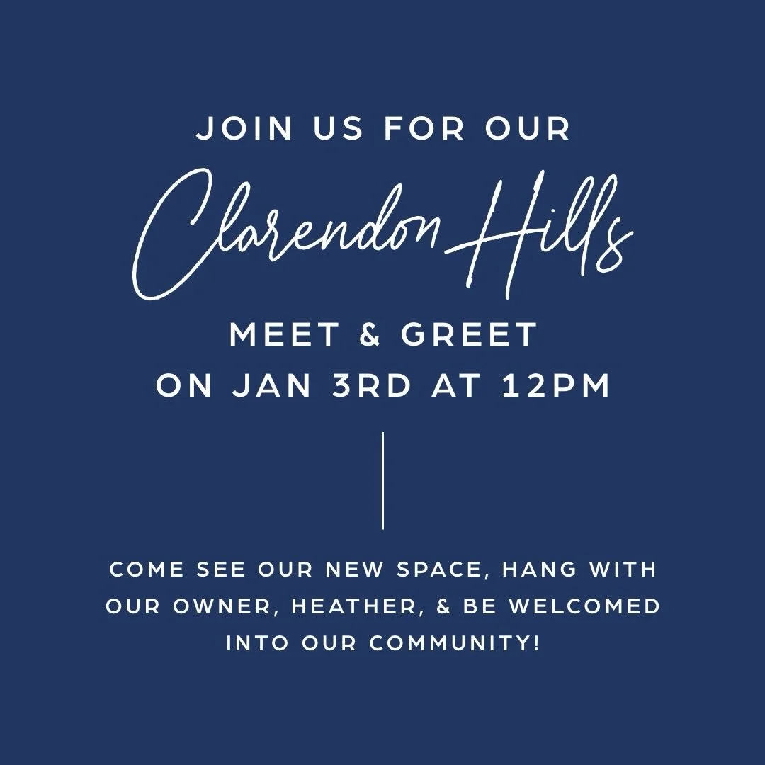 Meet &amp; Greet in Clarendon Hills 🏠👋
Join us Saturday, January 3rd, anytime from 12&ndash;2pm, to visit our brand new studio!
Come say hello to our owner Heather and take a tour of the space - we&rsquo;re so excited to welcome you! 

📍 4 Walker 