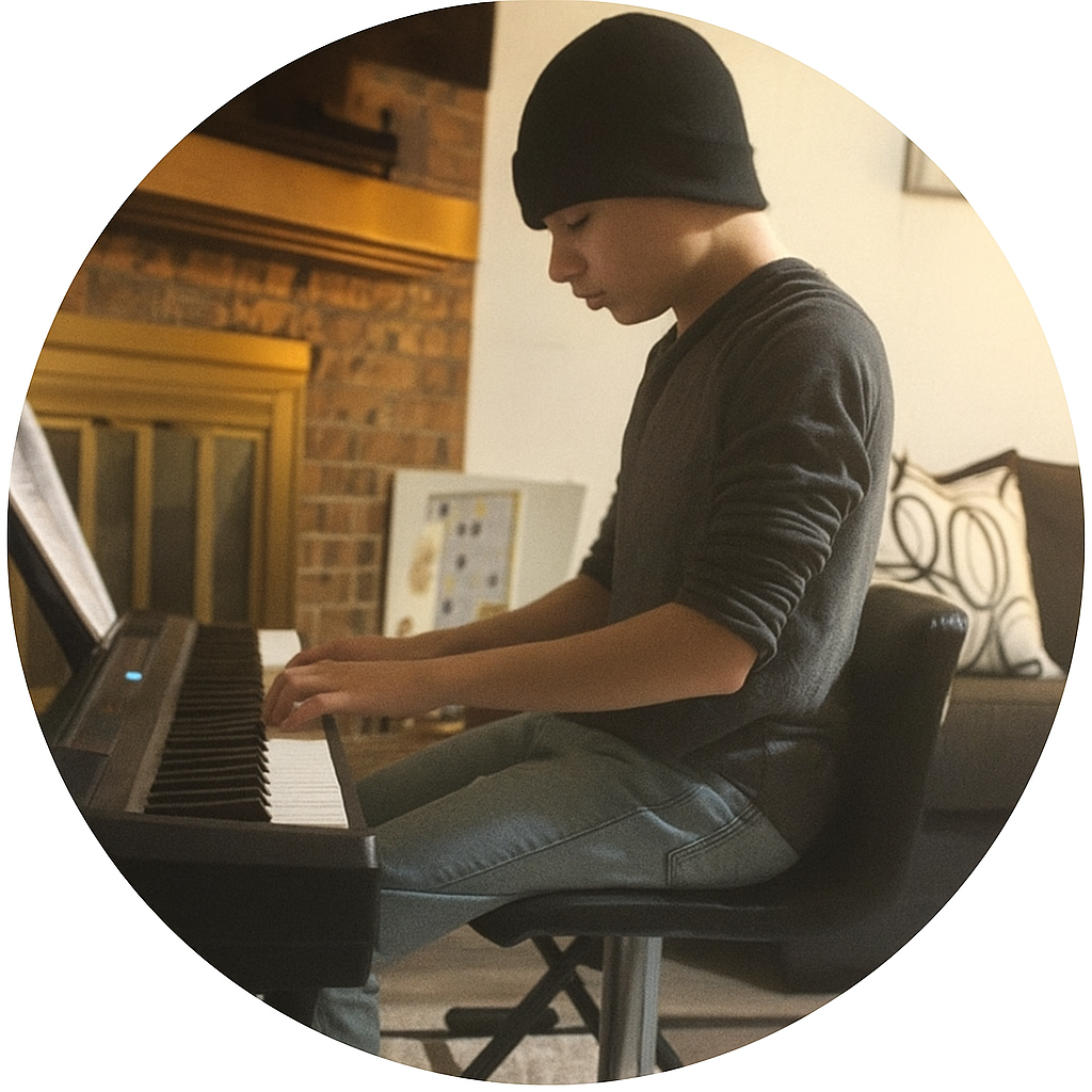 The late Elijah Brooks playing an original piece for his family.