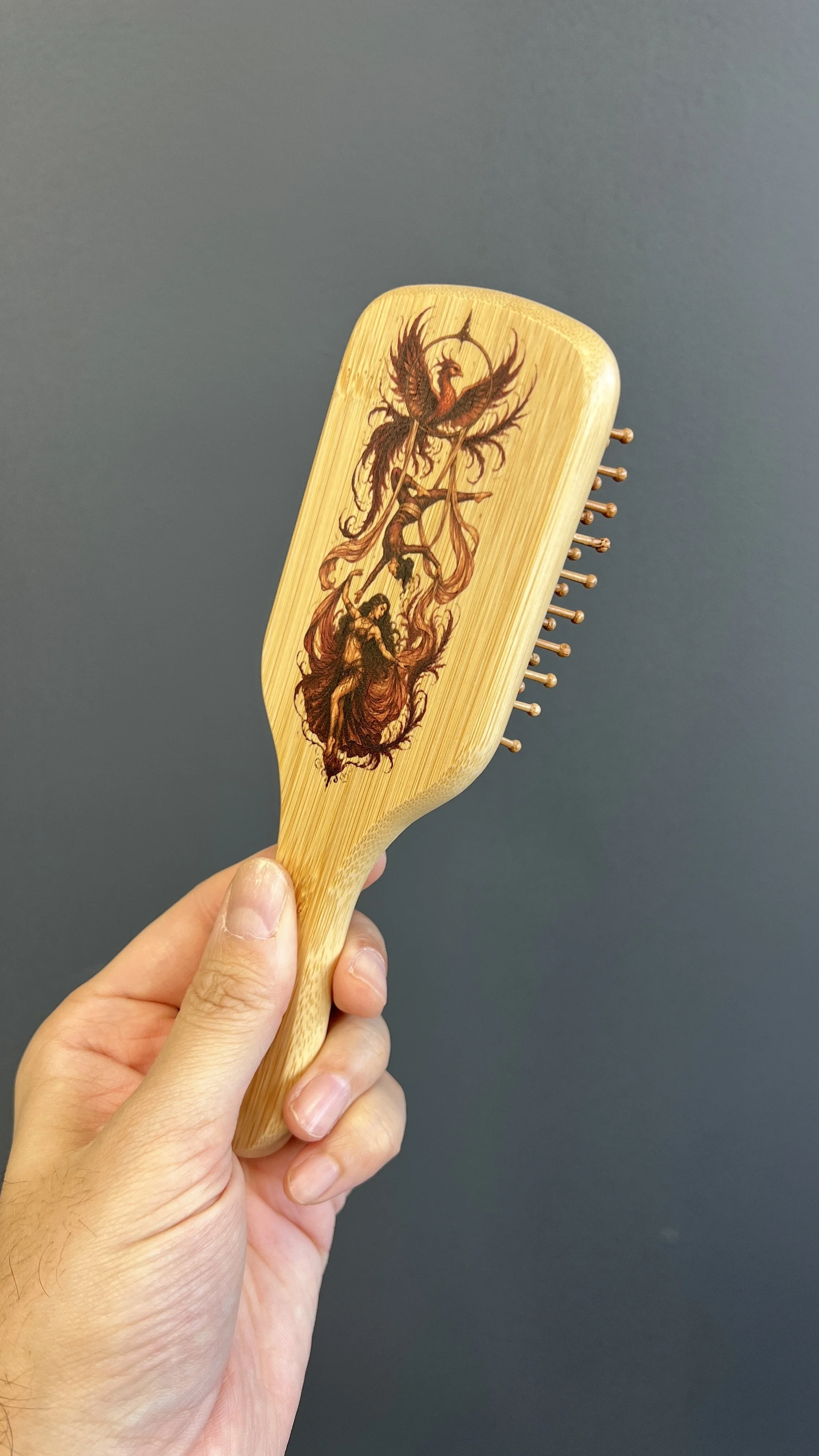 Bamboo Hairbrush with Color Print